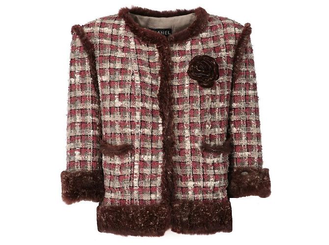 Jaqueta de seda bordô Chanel - anos 2000 Bordeaux