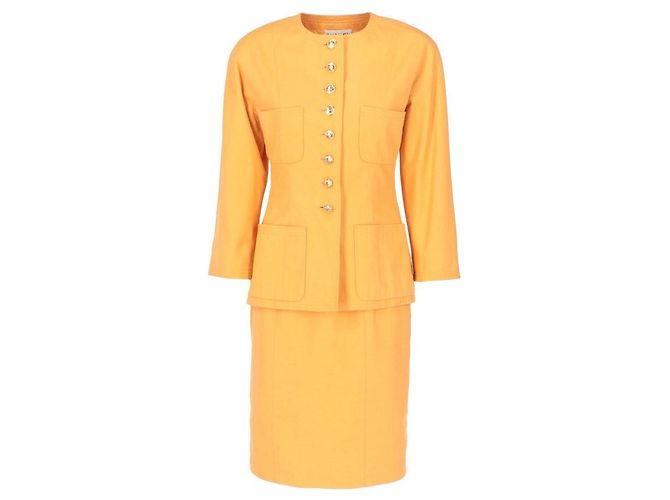 Conjunto de falda de algodón naranja Chanel Marrón claro