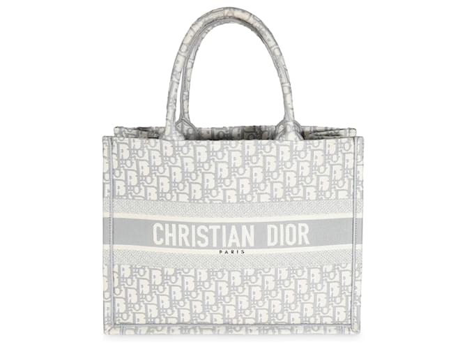 Tote Medium en toile oblique grise écrue Christian Dior Marron Beige  ref.1539514