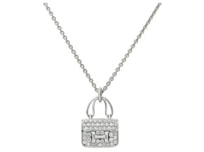 Hermès Collar Amuleto Constance K18WG en oro blanco Hermes