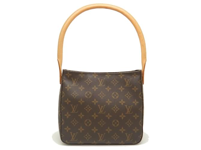 Bolsa de Ombro Louis Vuitton Monogram Looping MM Marrom Couro envernizado  ref.1539653