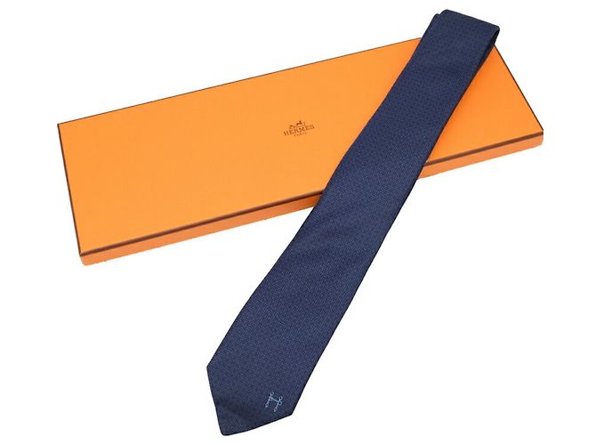 Silk In Hermès Hermes Navy Silk Cravat Navy blue