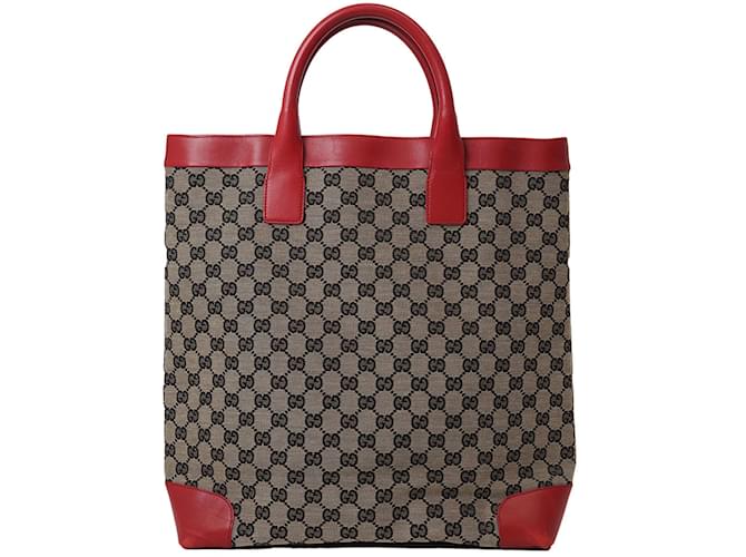 Sac à main Gucci Old GG en toile Cuir Rouge Beige  ref.1539721