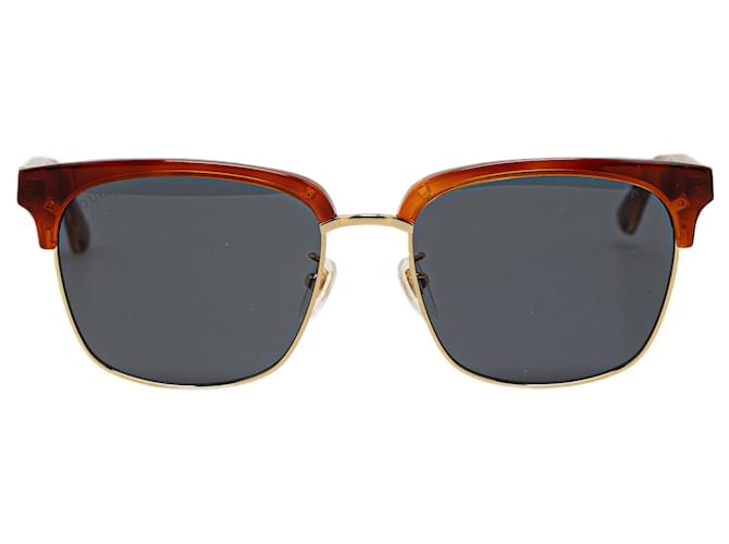 Lunettes de soleil Wayfarer avec accent Web marron Gucci  ref.1539857