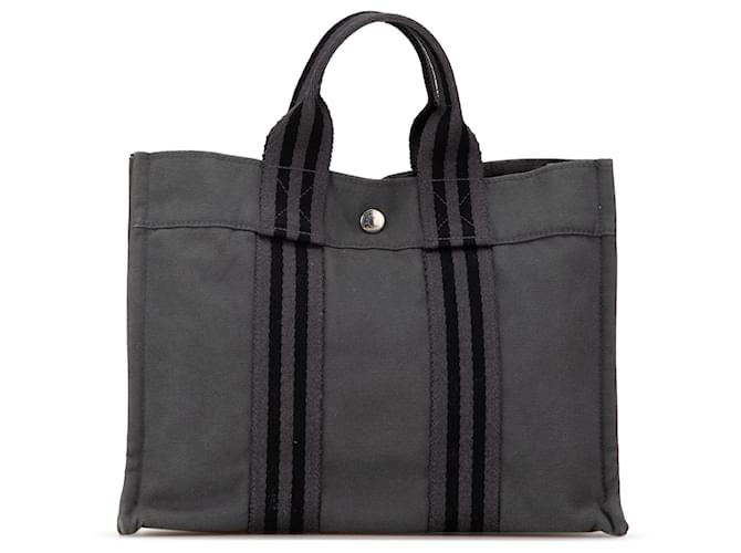 Sac Fourre Tout PM Hermès gris Toile  ref.1539921