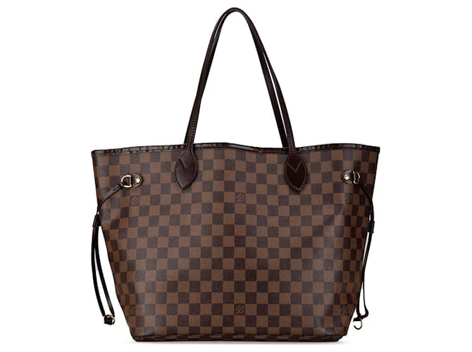 Brown Louis Vuitton Damier Ebene Neverfull MM Tote Bag Leather  ref.1539940