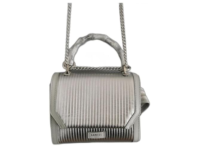 Lancel Handbags Silvery Leather Metal  ref.1540009