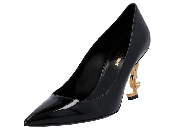 Shoes Sapato Salto Ysl Opyum YSL Logo-Heel Sandals With Black Hardware