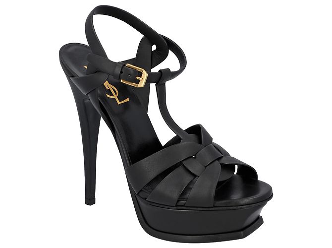 Sandali con piattaforma Tribute Saint Laurent neri Nero