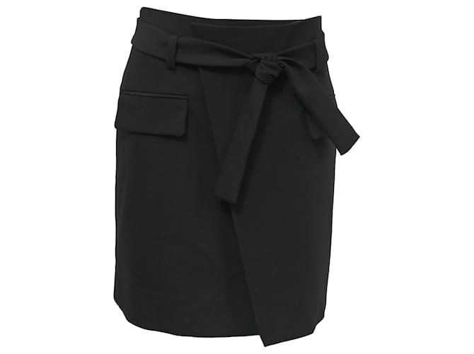 Maje Wrap Effect Mini Skirt in Black Polyester ref.1540320 Joli Closet
