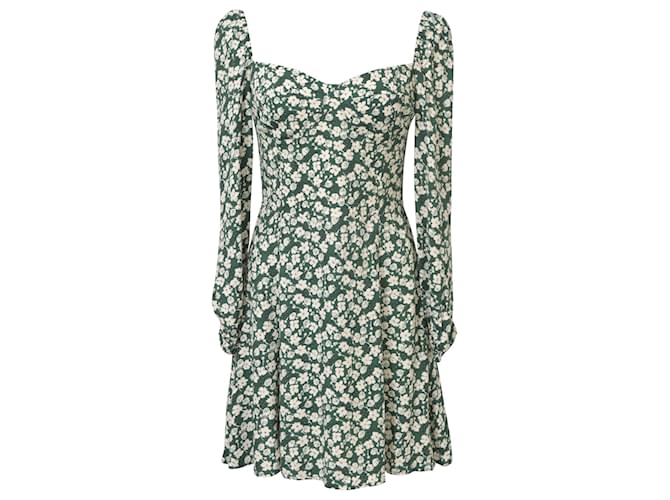 Vestido Mini Mochi com Estampa Floral Reformation em Viscose Verde
