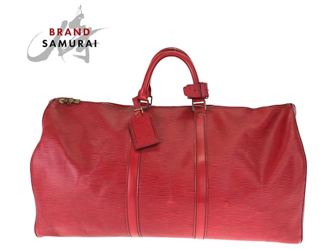 Louis Vuitton Epi Keepall 55 Travel Bag M42957 Red Leather  ref.1540411