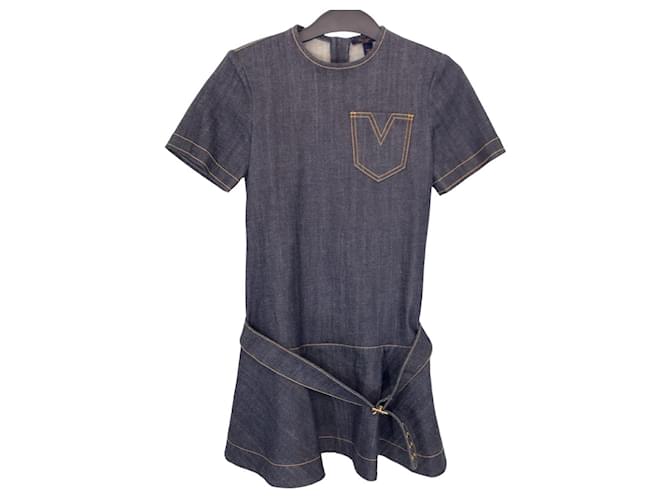 Louis Vuitton Blue Cotton Denim Dress  ref.1541360