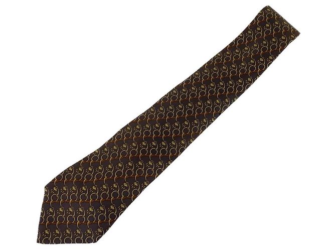 Gravata de seda Horsebit da Hermès Roxo escuro