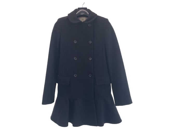Fendi Wool/Rayon Frill Coat Semi-Long Coat
