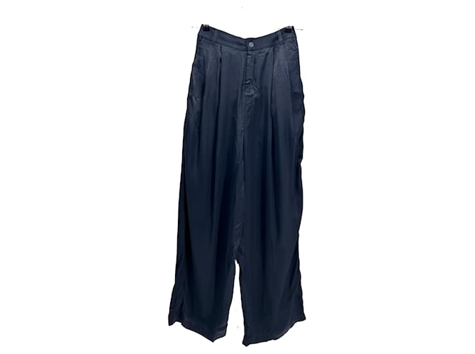 Autre Marque Non Signé / Unsigned trousers T.FR 38 Viscose Navy blue  ref.1542764