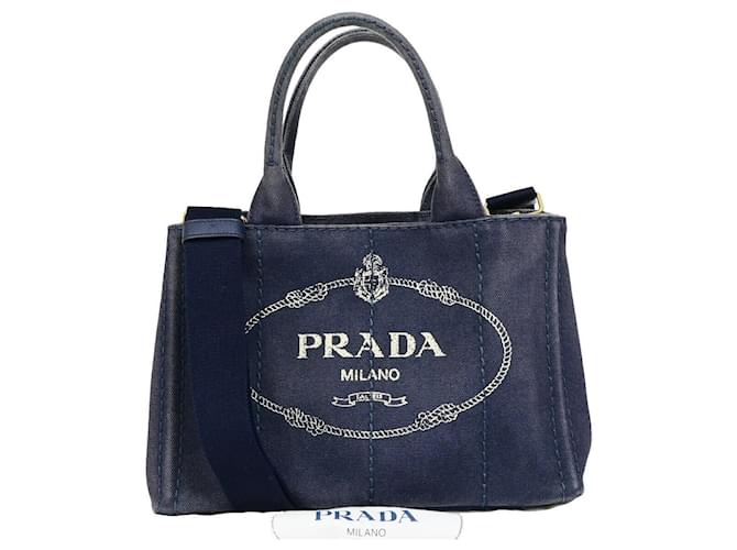 Prada Canapa Azul marino Lienzo  ref.1542814