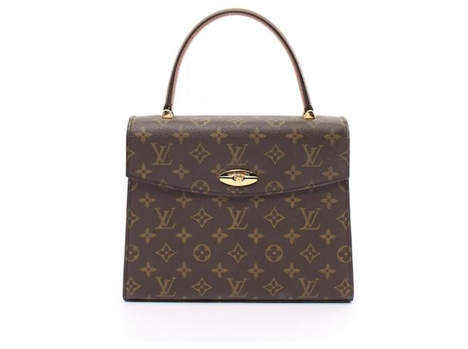 Bolso de mano Monogram Malesherbes de Louis Vuitton Castaño Cuero Lienzo  ref.1543207