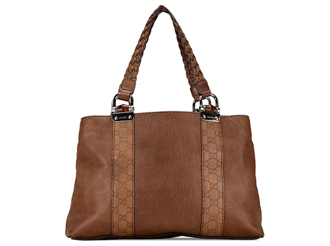 Borsa Tote Libeccio in bambù marrone Gucci Pelle Vitello simile a un vitello  ref.1543414