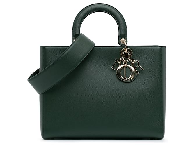 Dior Green Large Calfskin Lady D Sire Bag Dark green Leather Pony style calfskin ref.1543436 Joli Closet