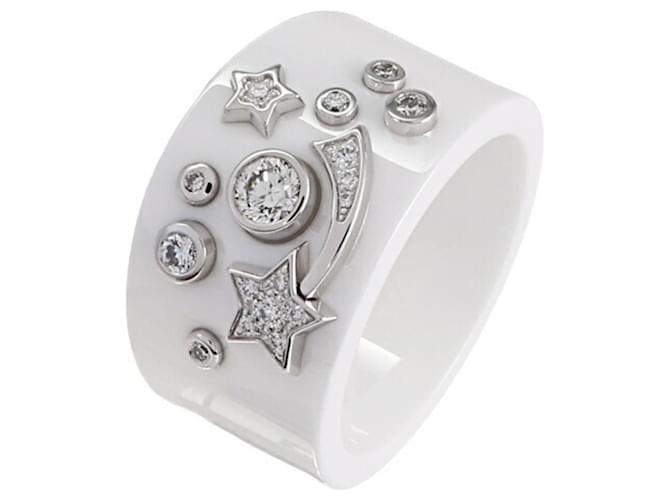 Chanel Cosmic K18WG White Gold Ceramic Ring  ref.1543475