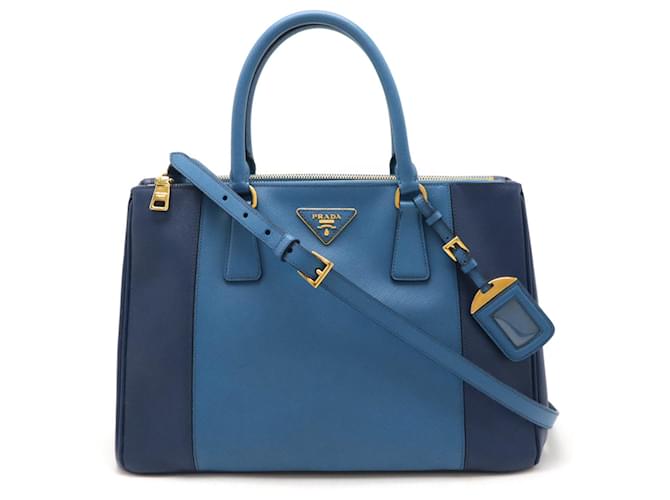 Tote Sac Galleria Prada en bleu et marine Cuir Bleu Marine  ref.1543542