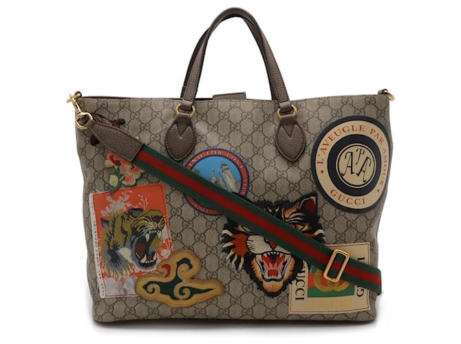 Bolso Tote Gucci Soft GG Supreme Courier Castaño Multicolor Cuero Plástico  ref.1543584