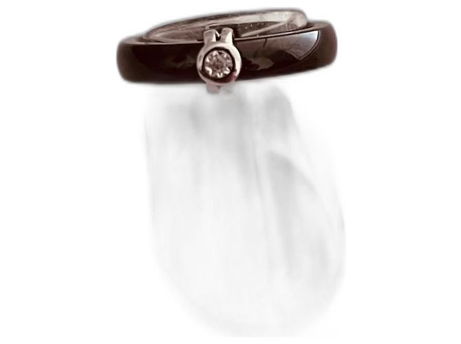Autre Marque Schwarzer Keramikring mit 0,3ct Diamant in 18ct Weißgold