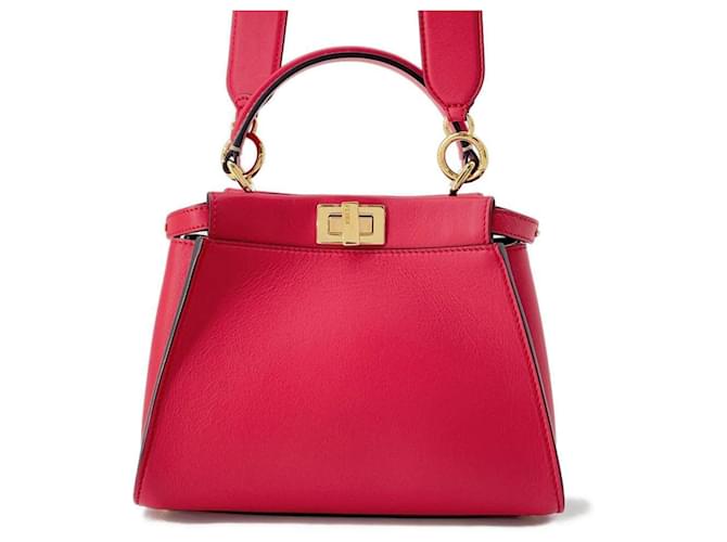 Fendi Peekaboo Leather Handbag Red  ref.1544533