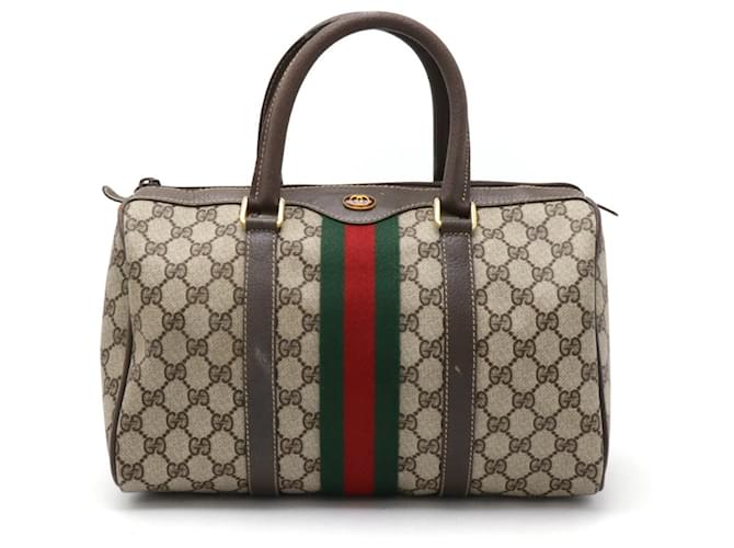 Gucci GG Plus Sherry Line Handbag Brown Red Green ref.1544572