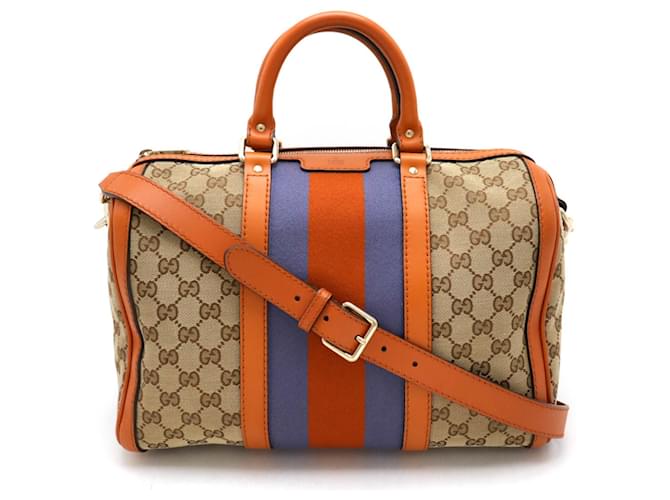 Gucci GG Canvas Sherry Line Handtasche Schwarz Beige Orange Khaki Leinwand  ref.1544654