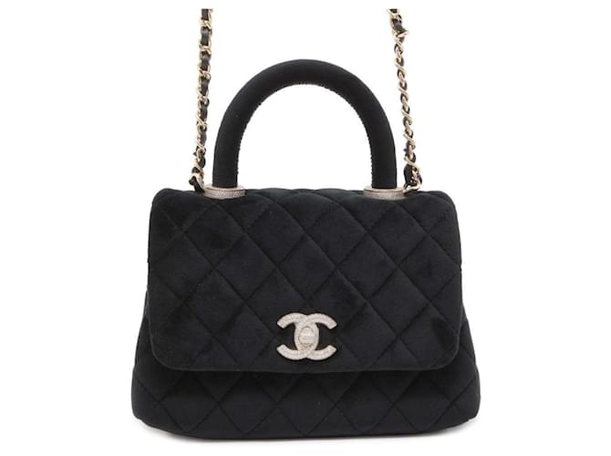 Schwarze Samt-Handtasche von Chanel Joli Closet