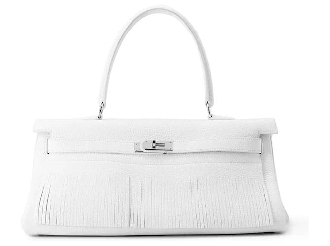 Hermès Sac à épaule Hermes Kelly en Taurillon Clemence blanc Cuir  ref.1544683