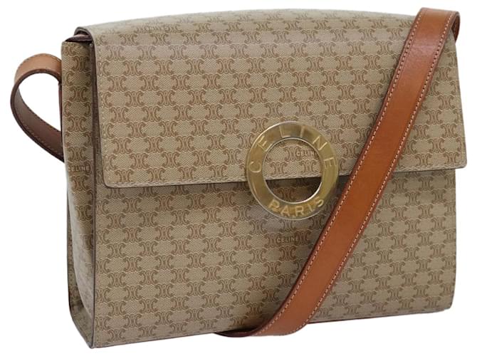 Céline Bolsa de ombro em lona Macadam CELINE bege Auth 84211  ref.1544752