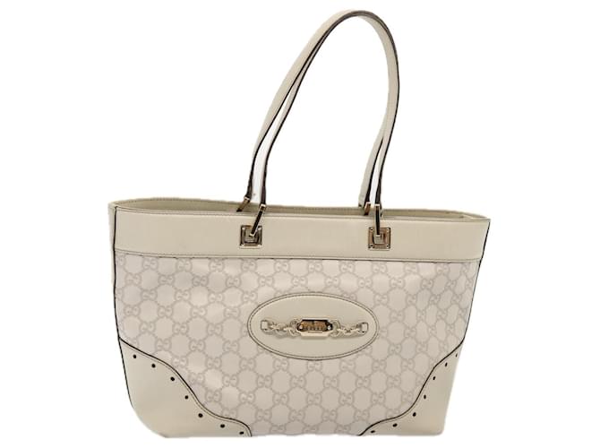 Bolsa tote Guccissima em lona GG Gucci branca 145993 Auth 78358 Branco Couro  ref.1544774