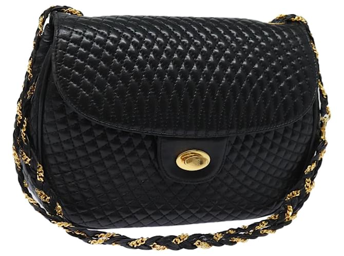 BALLY Sac à épaule en cuir matelassé avec chaîne noire Auth ac3144  ref.1544804