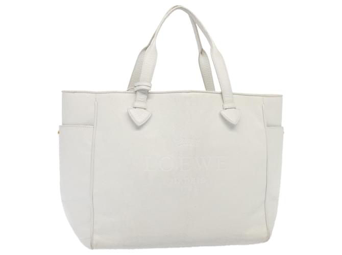 LOEWE Heritage Tote Bag Leather White Auth hk1427  ref.1544852