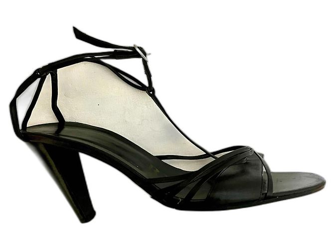 Burberry Sandali in pelle neri con cinturini Nero