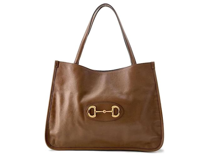 Sac tote Gucci Horsebit 1955 Cuir Marron  ref.1544993