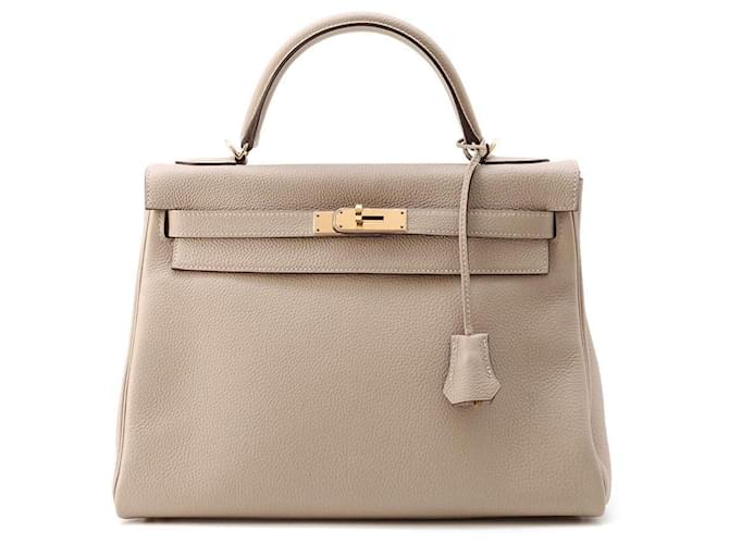 Hermès Sac à main Hermes Kelly 28 en Gris Tourterelle Cuir  ref.1545004