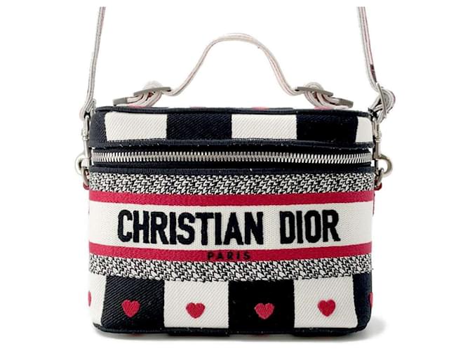 Christian Dior Handbag Amour Heart Vanity 2way Shoulder Bag Black White Red Cloth  ref.1545031