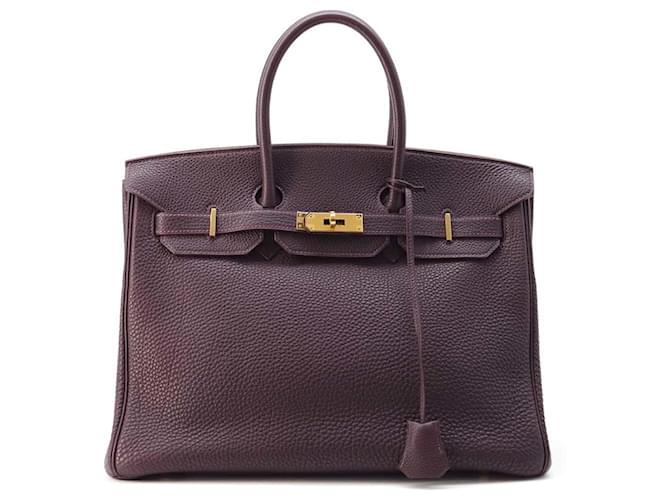 Hermès Sac à main Hermes Birkin 35 Raisin Fjord Cuir Bordeaux  ref.1545100