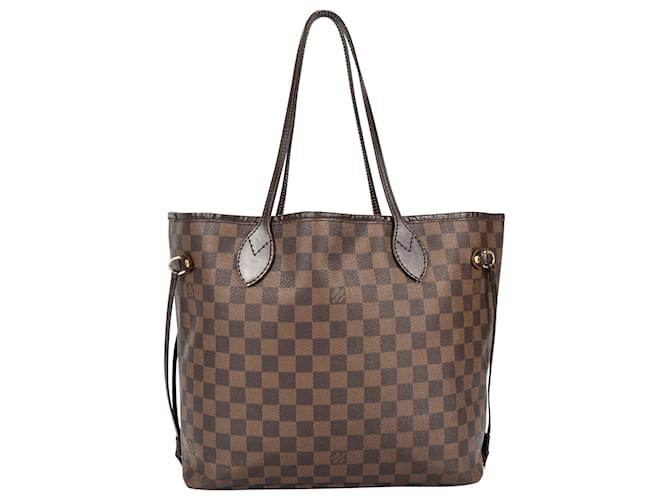 Louis Vuitton Damier Ebene Monogram Neverfull MM Shopper Bag Brown Cloth  ref.1545231