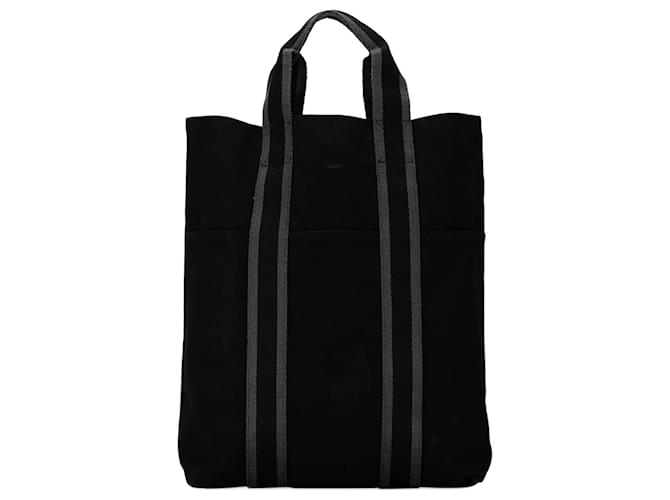 Sac Fourre Tout Cabas Hermès Noir Toile  ref.1545249