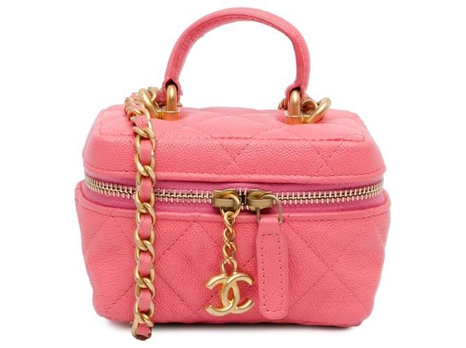 Bolsa Vanity Micro Caviar Rosa da Chanel Couro  ref.1545363