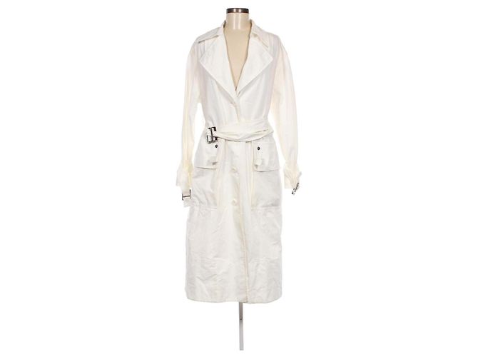 Trench Coat Lungo in Cotone Bianco Coach