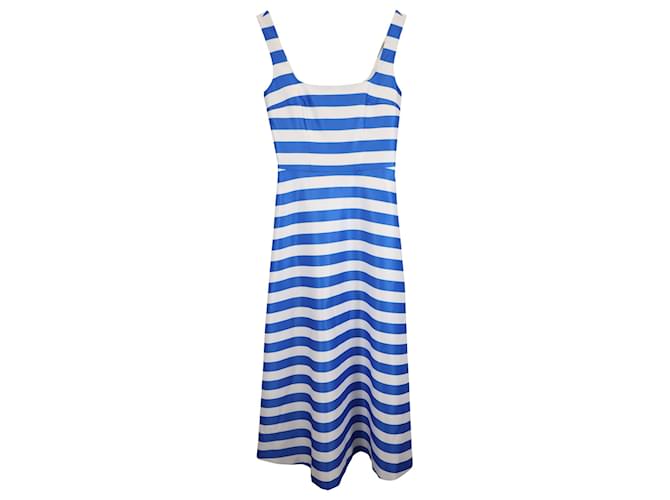 Autre Marque Emilia Wickstead Midi Shiloh Stripe Dress in Blue Polyester  ref.1545469