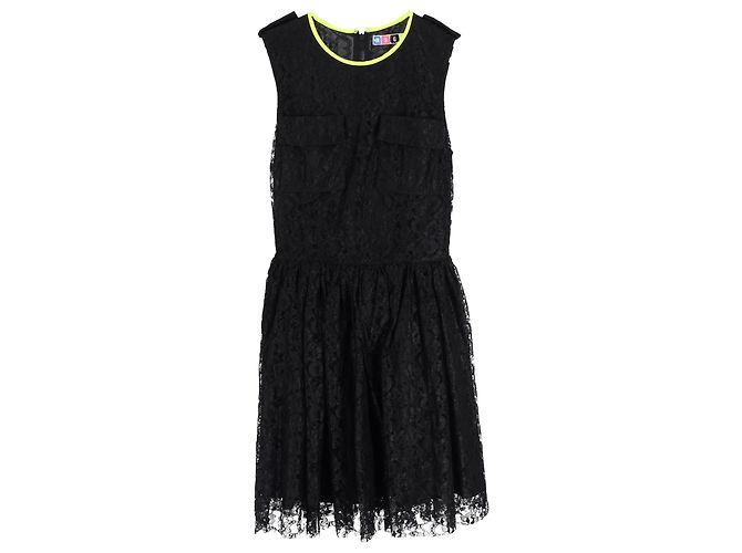 Vestido skater mini MSGM em renda preta Preto
