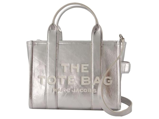 The Small Tote - Marc Jacobs - Leather - Silver Silvery Metallic Pony-style calfskin  ref.1545601