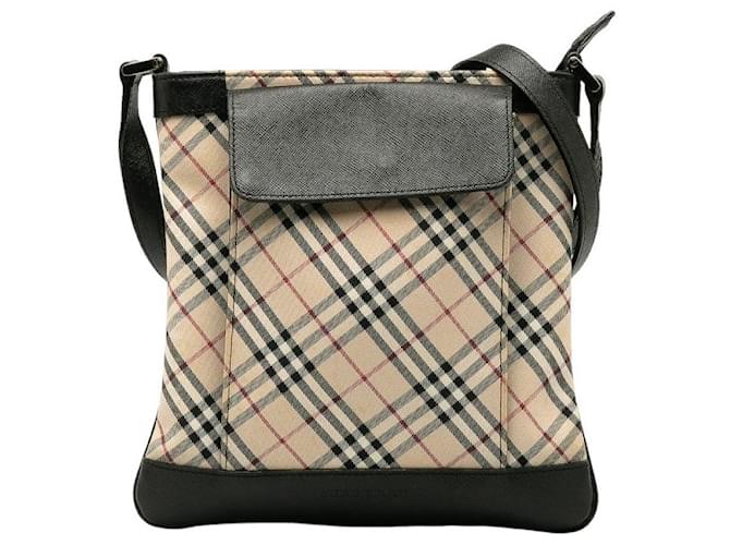 Burberry Nova Check Canvas Leather Shoulder Bag Beige Cloth ref